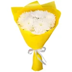 Букет из 5 белых одноголовых хризантем